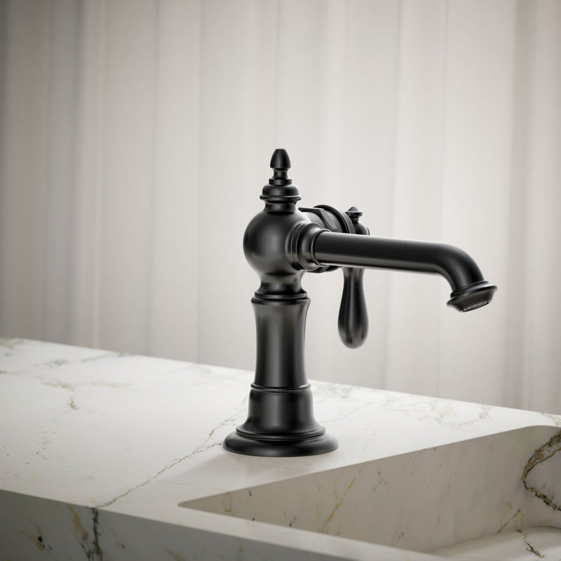 Artifacts® Single Hole Bathroom Faucet with Drain Assembly, Matte Black