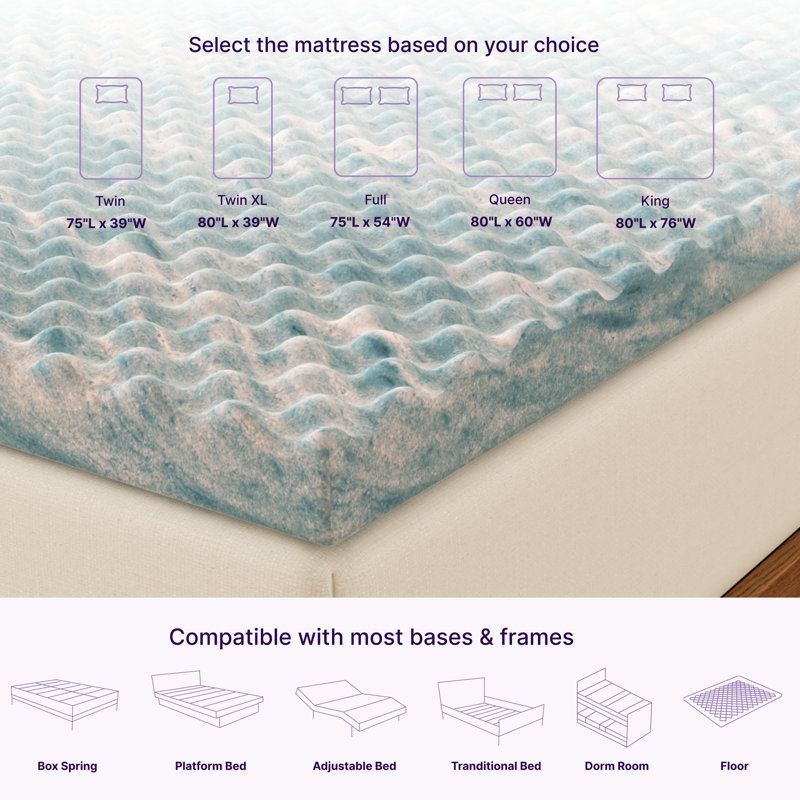 Egg-Shell Swirl 1.5'' Gel Memory Foam Mattress Topper, Full / Double