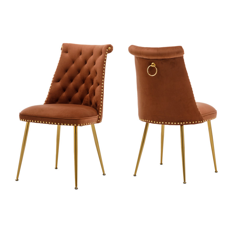 Magallanes 2-Piece Tufted Velvet Dining Chairs , Coffee