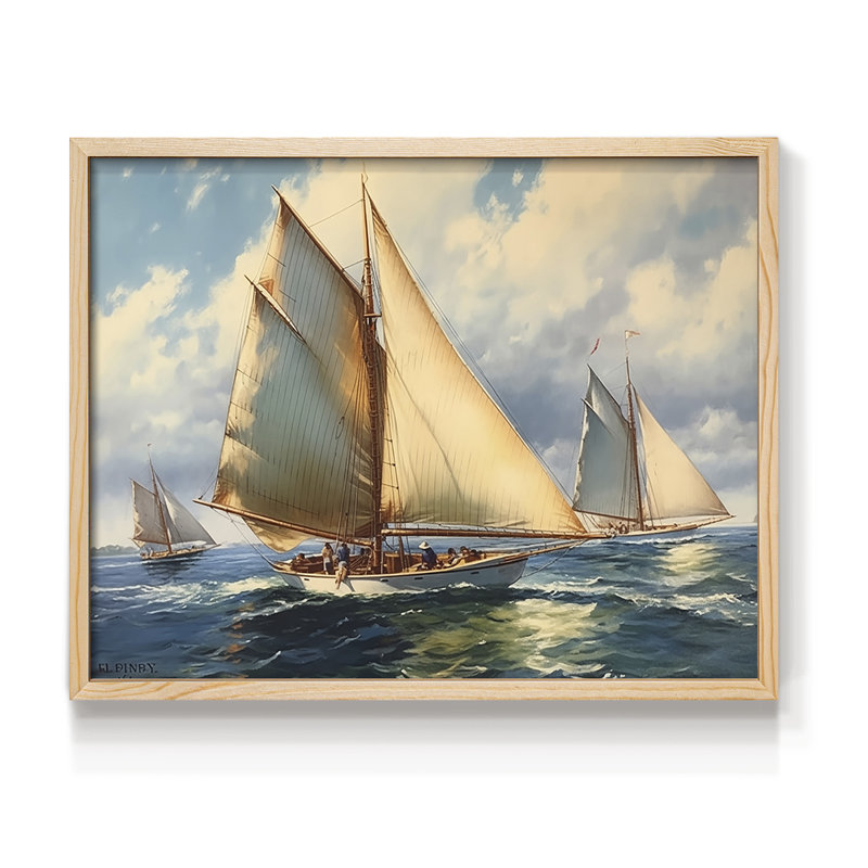 Série nautique-CCxxxi - impression encadrée - réarmable, 11" H x 14" W, Naturel