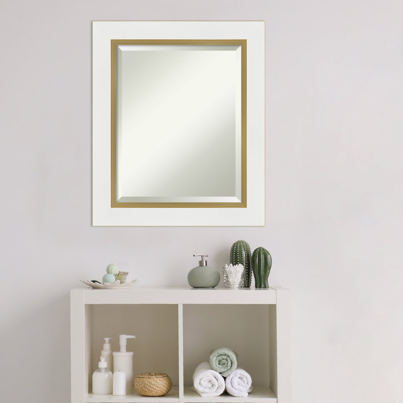Quade Mirror, 21" x 25", Satin White/Gold
