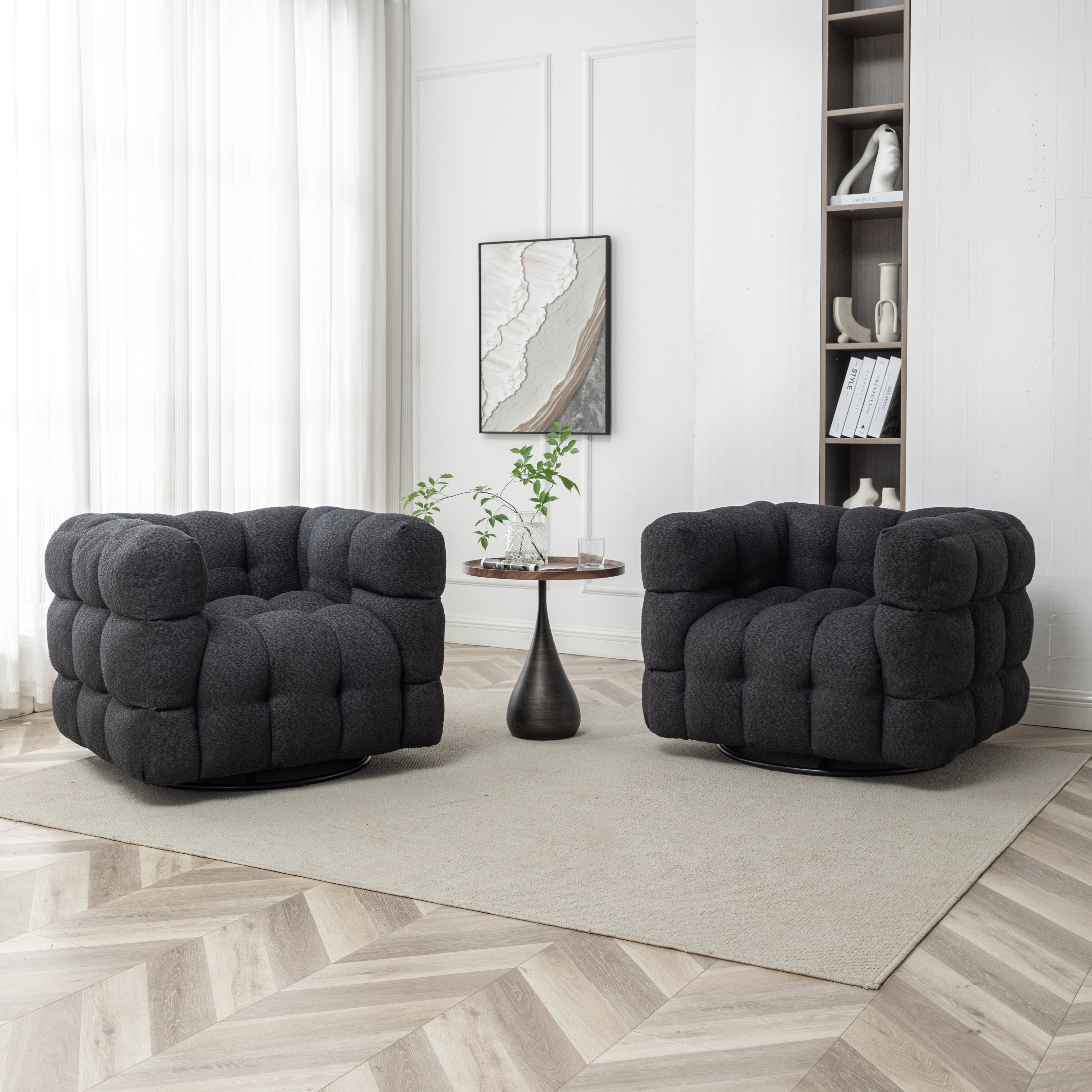 Wade Logan® Ashyiah 38" Wide Tufted Swivel Chair with Square Arm & Reviews | Wayfair
