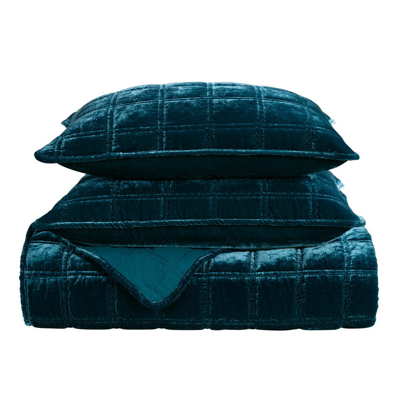 Ensemble de courtepointe Stella, Courtepointe pour très grand lit + 2 taies d'orei, Teal