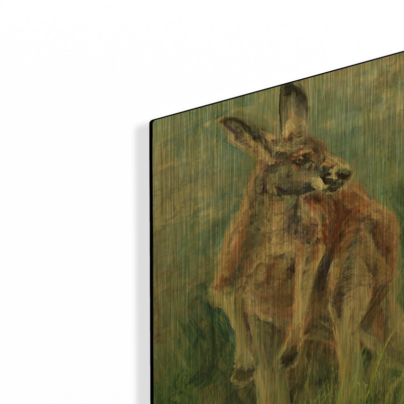 « Kangourou roux » de Robert Campbell, tableau mural en métal doré, 30,5 x 30,5 cm, 12 po x 12 po
