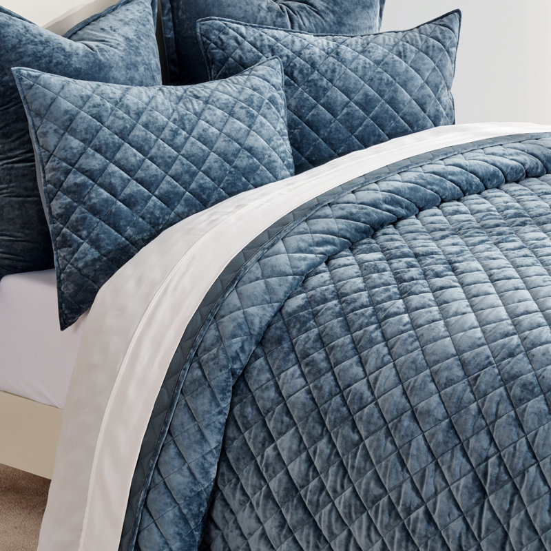 Ensemble de courtepointe Luxury, Courtepointe pour grand lit + 2 taies décoratives, Bleu orageux