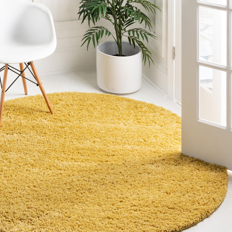 Kianna Yellow Area Rug, Round 12'4"