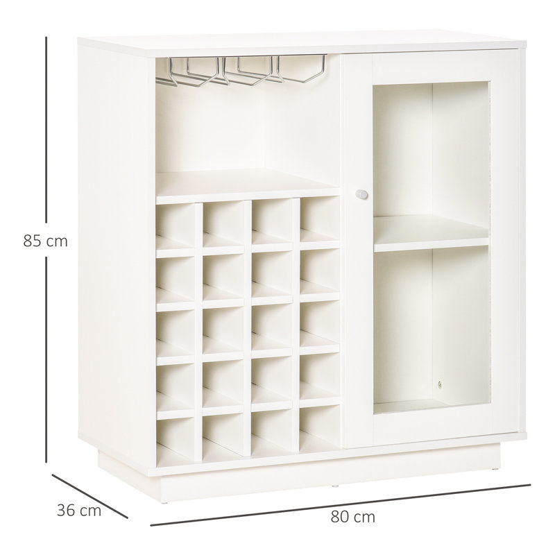 20 Bottle Floor Wine Bottle & Glass Rack in White