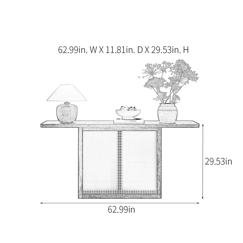 Console Modern Minimalist, H 29,53 po x l 62,99 po x P 11,81 po