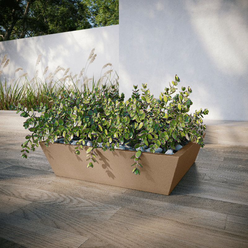 Newport Shallow Concrete Planter , Adobe Bluff, 7" H x 30" W x 30" D
