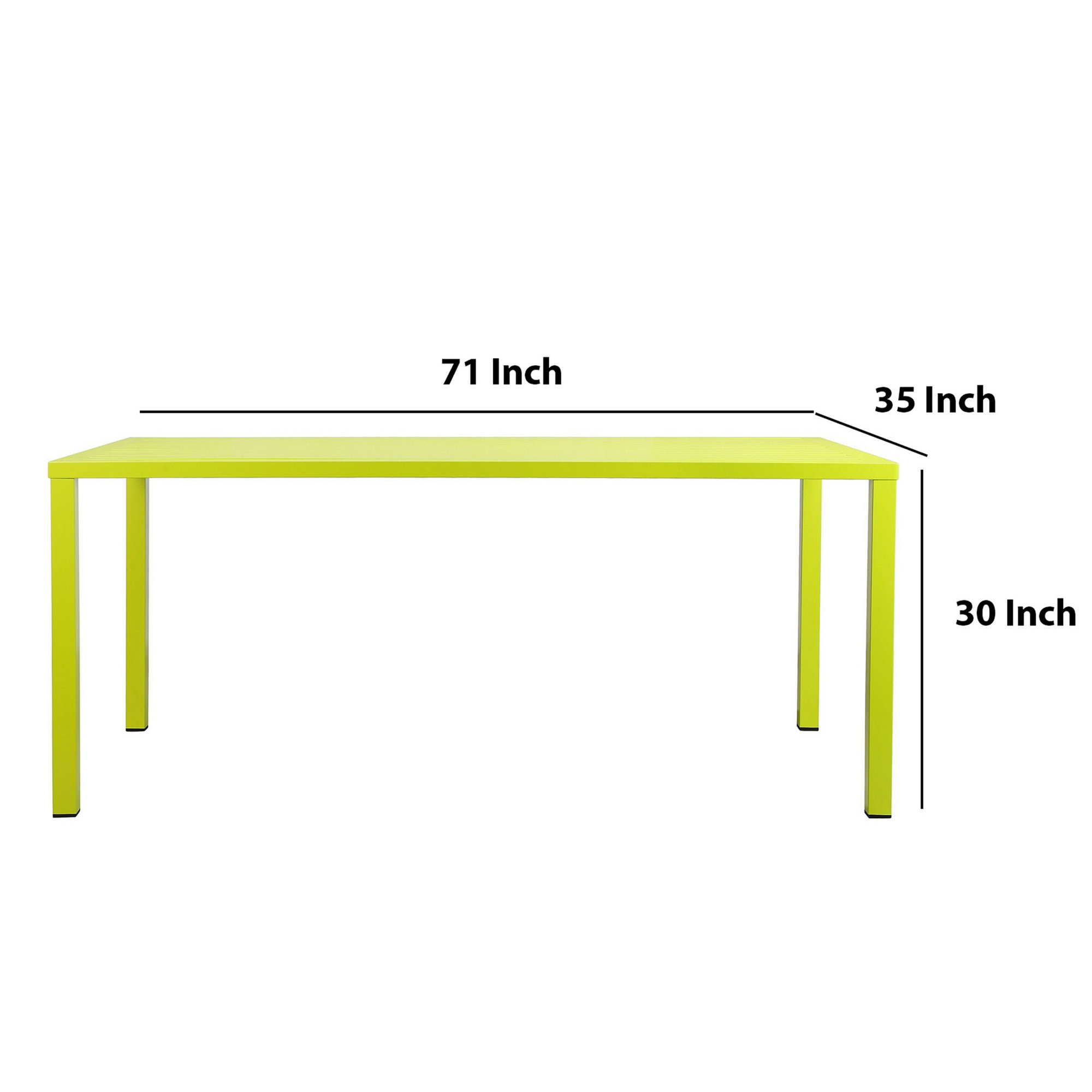Andi 71'' Metal Outdoor Dining Table, Light Green