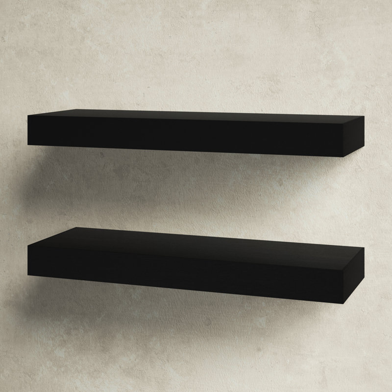 Jeremiah 2 Piece Picture Ledge Wall Shelf, Black, 2.3" H x 24" W x 8" D