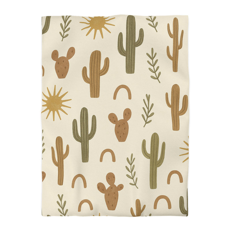 Microfiber Duvet Cover Boho Style, Design 22, Twin XL Duvet Cover, Olive/Brown/White