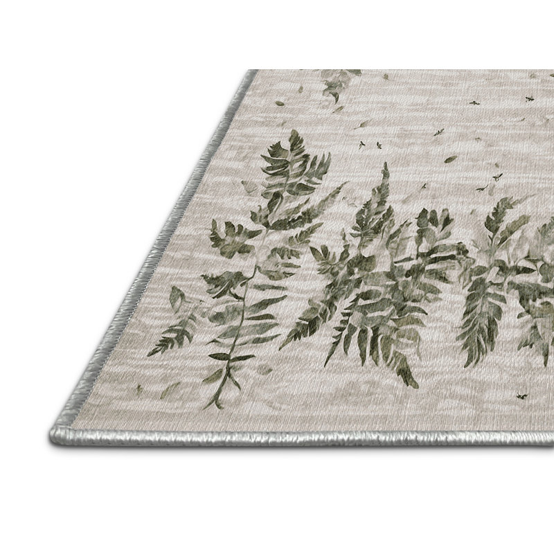 Machine Washable Beige Area Rug, Square 4'