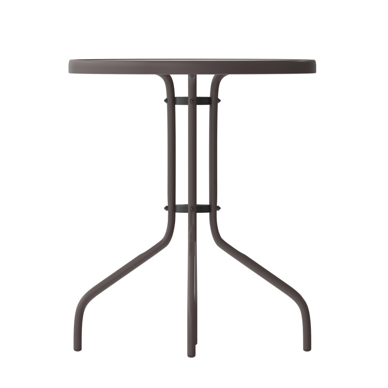 Round Glass Outdoor Bistro Table , 23.75 " W 23.75 " D, Clear/Bronze