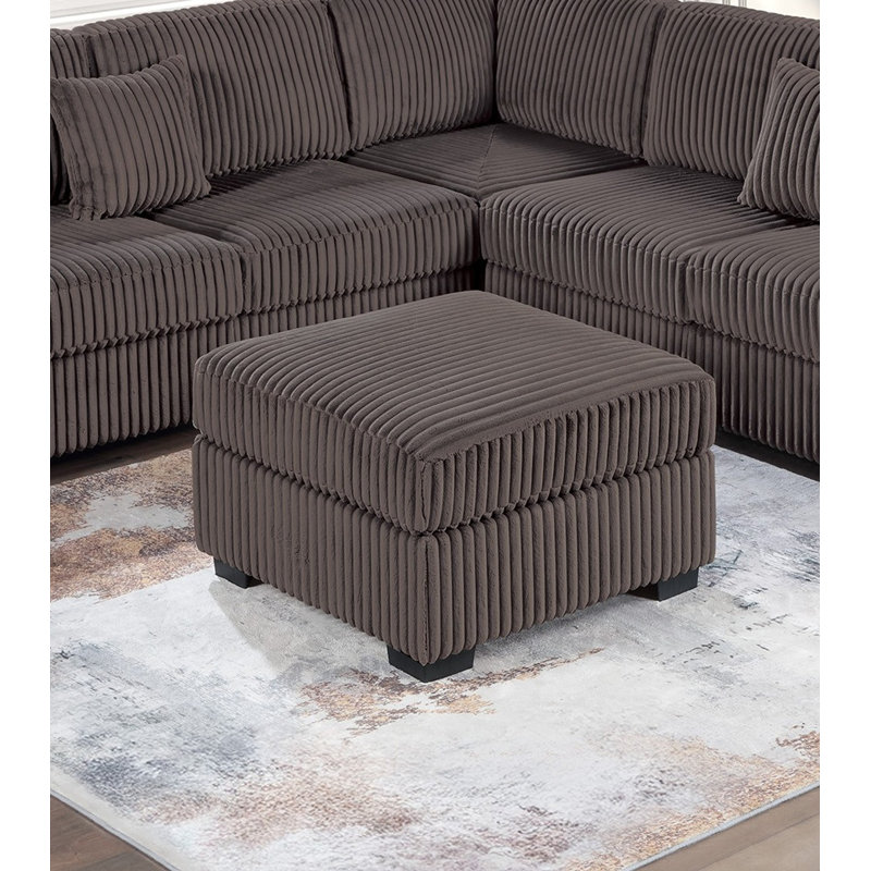 Living Room Corduroy Upholstered 4Pc Sectional Set RAF/LAF One-Arm Loveseat W/USB, Corner Wedge, Cocktail Ottoman Cushion Couch