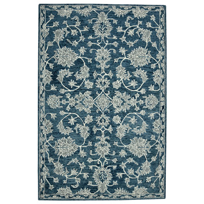 Dorcent Transitional Floral Hand-Hooked New Zealand Wool Area Rug