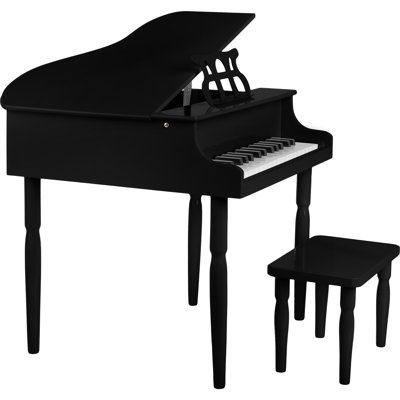 Piano pour enfants - Mini piano à queue 30 touches avec pupitre, banc et autocollants - Piano pour débutants - Instruments pour enfants par Hey Play (noir)