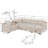 120" U-shaped Chenille sectional sofa with side table USB A/Typc C Pull out Sleeper Sofa with Storage Chaise-1584411549