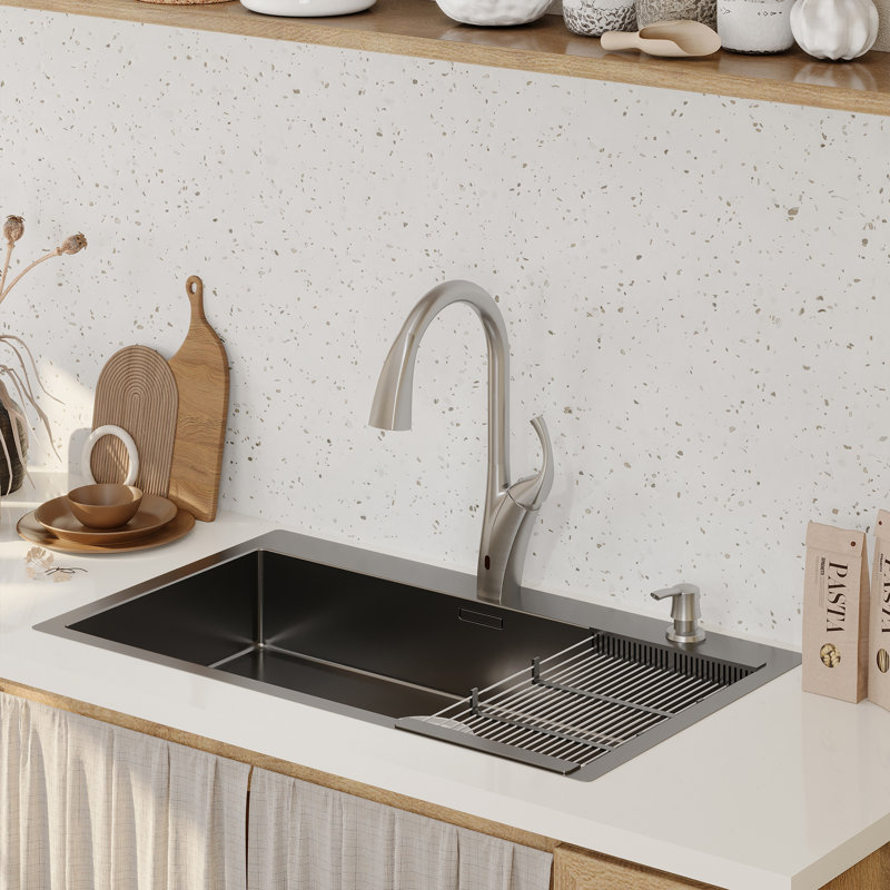 Clihome Touchless Kitchen Faucet with Soap Dispenser, Brushed Nickel