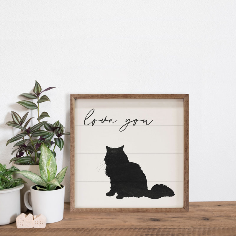 «Love You», chat à poils longs, blanc, H 24 po x l 24 po