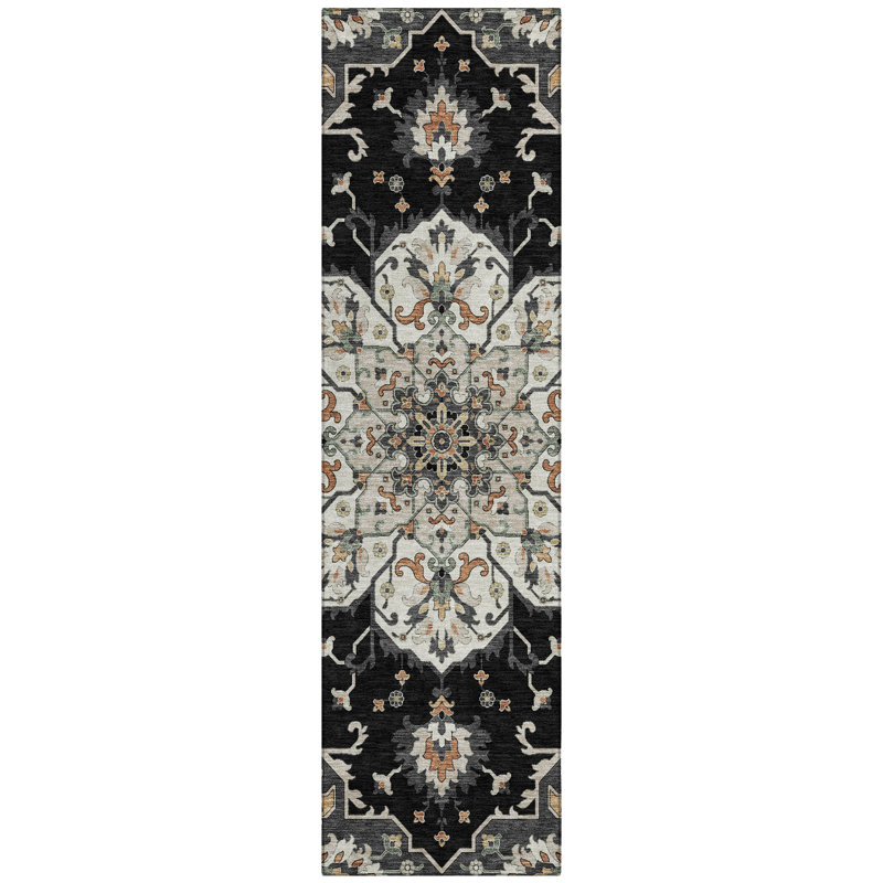Machine Washable Indoor/Outdoor Husby ACN2194 Global Rug, Runner 2'3" x 7'6"