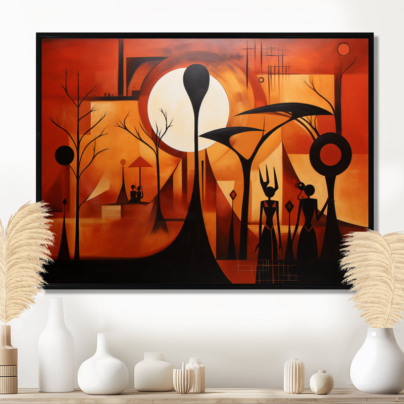 Futures souvenirs d'Afrique - art mural africain, H 30 po x l 40 po x P 1,5 po, Toile avec cadre flottant noir