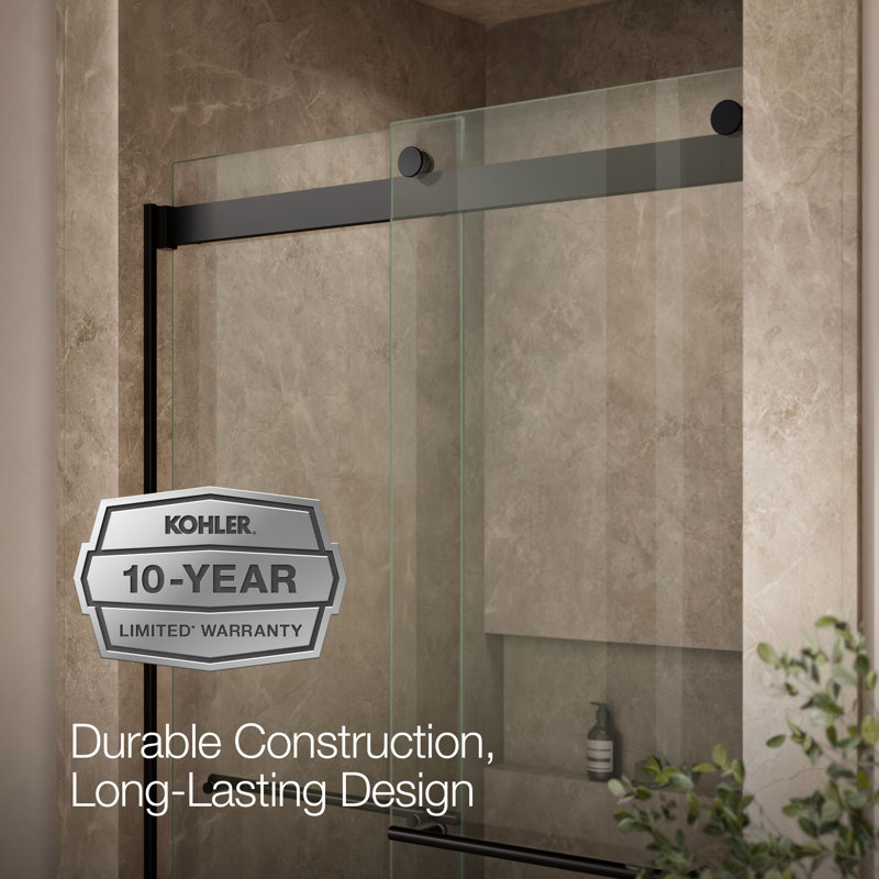 Levity Plus Less Sliding Shower Door, 81-5/8 In. H X 44-5/8 - 47-5/8 In. W, With 3/8 In.-Thick Crystal Clear Glass, Black