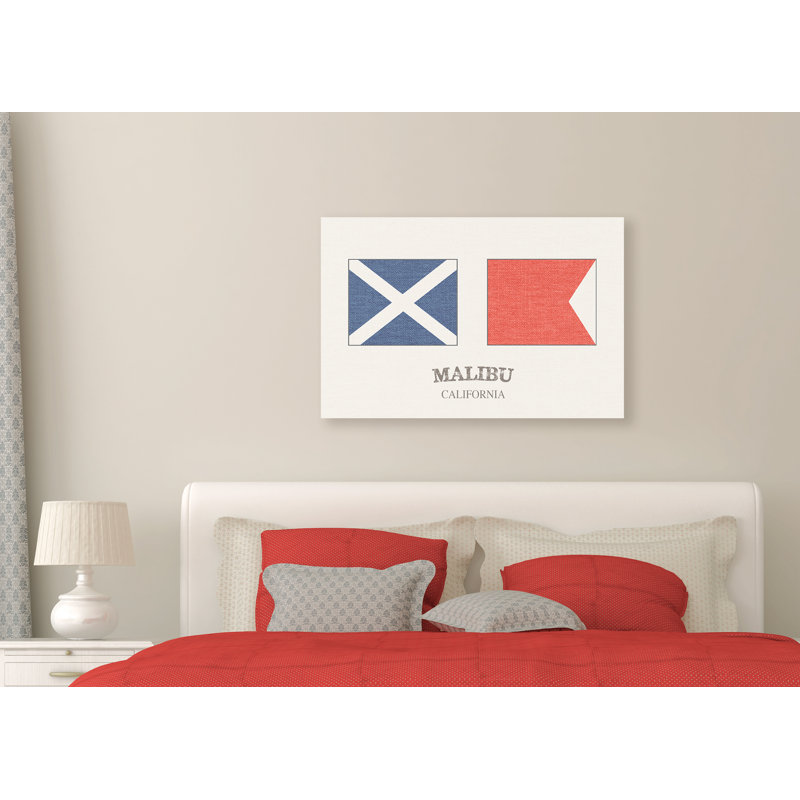 « malibu nautique flags », impression, H 16 po x l 20 po, Toile tendue