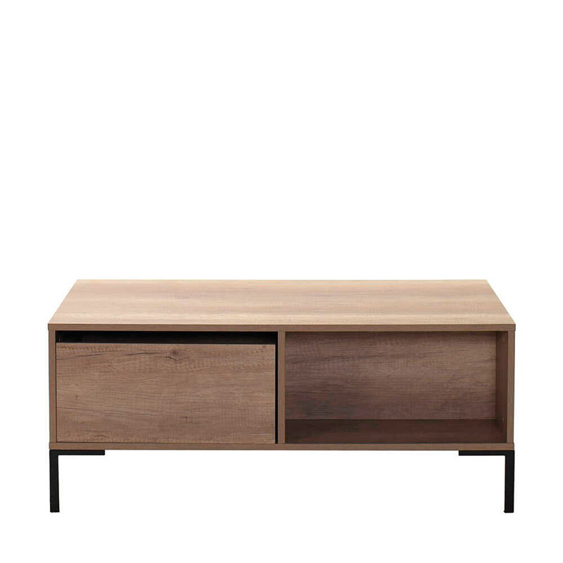Modern Coffee Table, Light Walnut Finish, 40.6 x 16.5 x 23.6 inches | 100% Melamine Coated Particle Board, Thickness: 0.6 inches | Stylish Industrial Design for Living Room & Office, Durable & Elegant