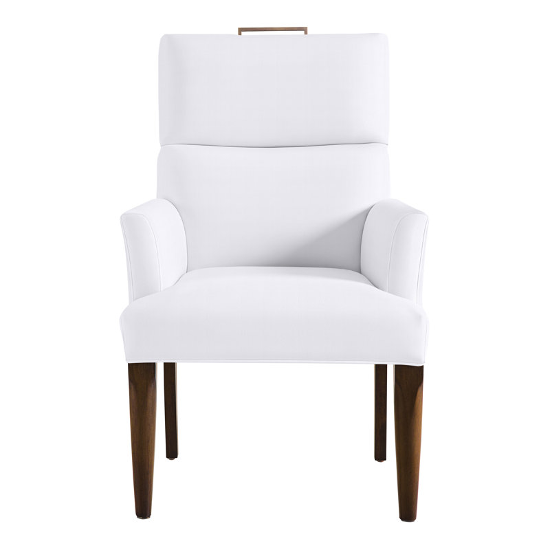 Thom Filicia Home Fabric Tight Back Arm Chair, Navada Snow, Havana