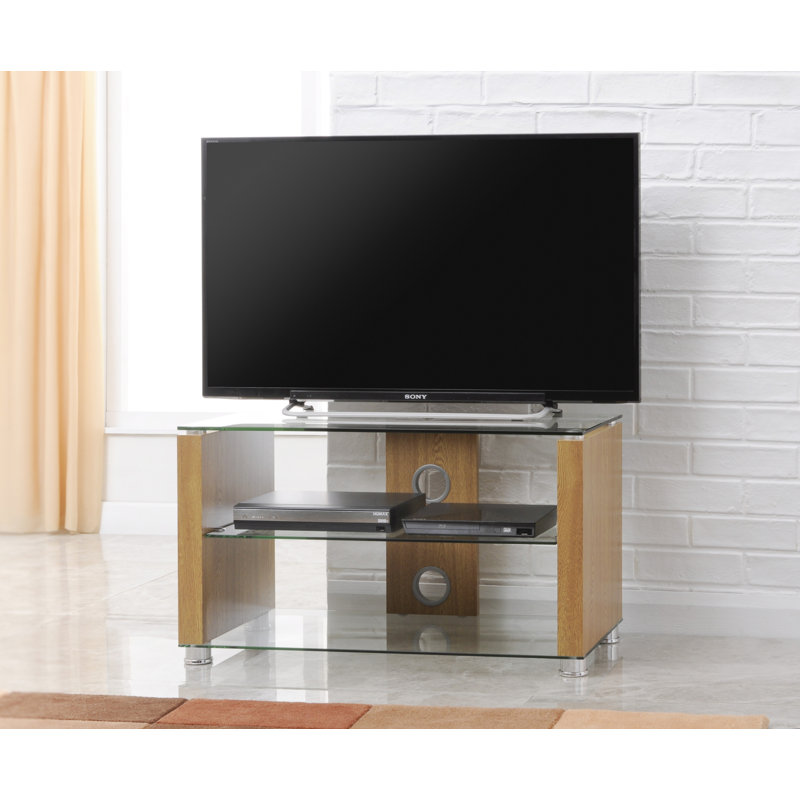 Irinna TV Stand, 47" H x 80" W x 40" D, Oak with white legs