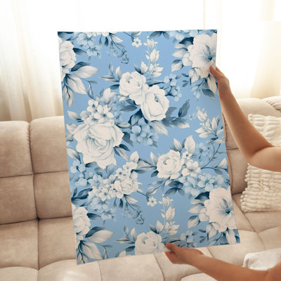 «Floral Winter Blue Flowers», reproduction d'art non encadrée