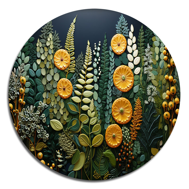 Ortega - Art floral rond en métal, H 23 po x l 23 po x P 1 po