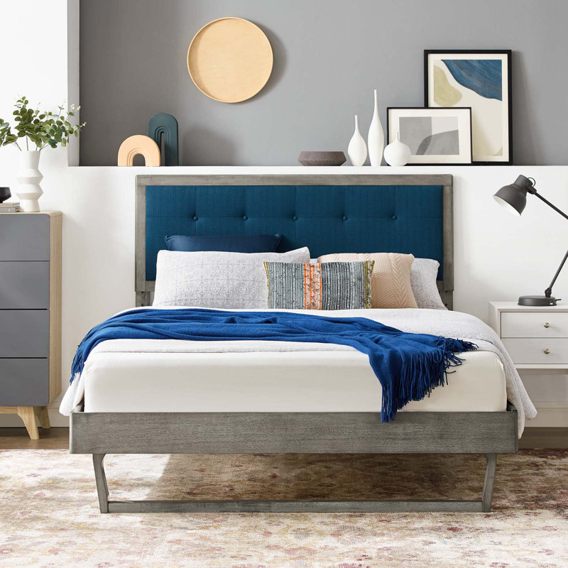 Lit plateforme Willow, Gris / azur, Grand