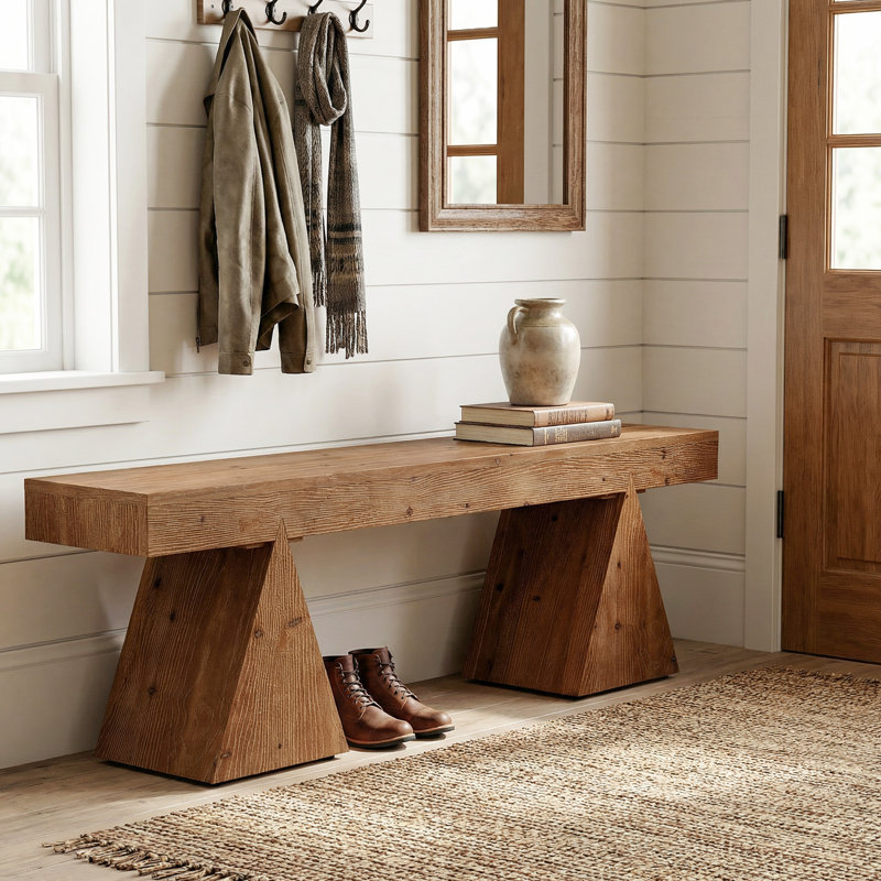 Solid Wood Bench-63 Rustic Indoor End Of Bed Bench, Ebony