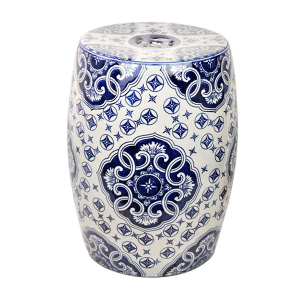 Blue and white online ceramic stool