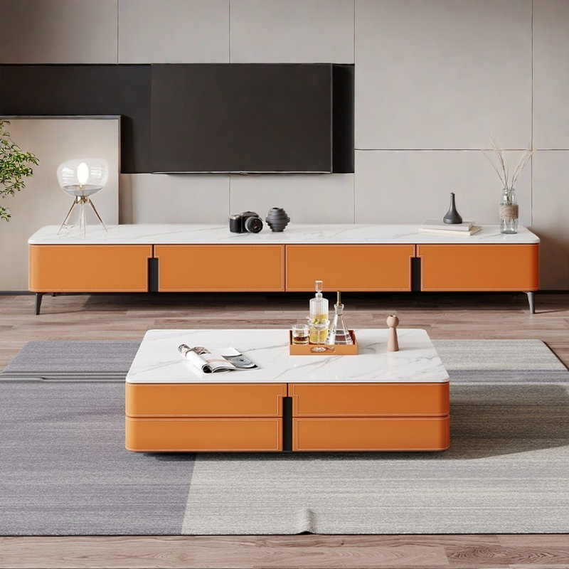 Italian style TV cabinet and coffee table, Brown