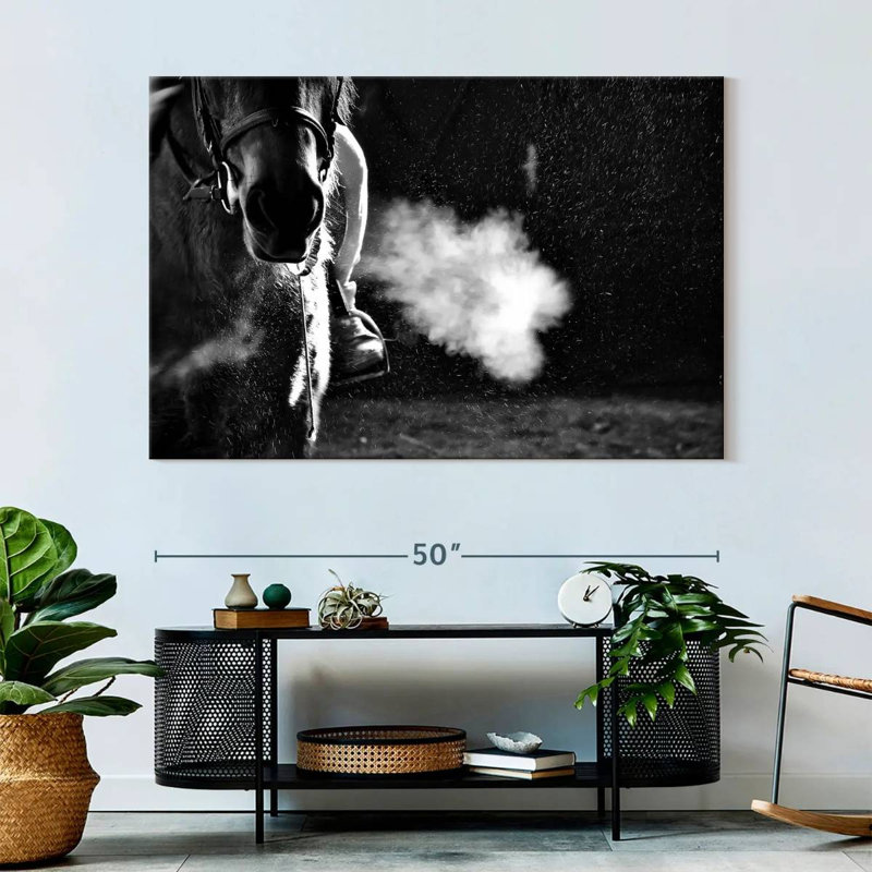Mehar Horseback Riding BW, 34" H x 51" W
