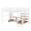 Lit mezzanine double en métal avec escalier, table intégrée et tablettes de rangement-566978670