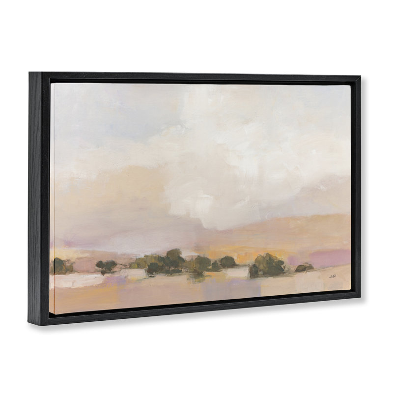 «Pastel Landscape Abstraction», art par Julia Purinton, Cadre flottant noir de jais, H 17 po x l 25 po