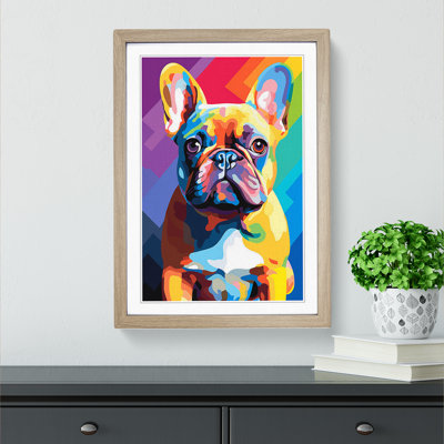 French Bulldog Colour Field - Single Picture Frame Print on Wood