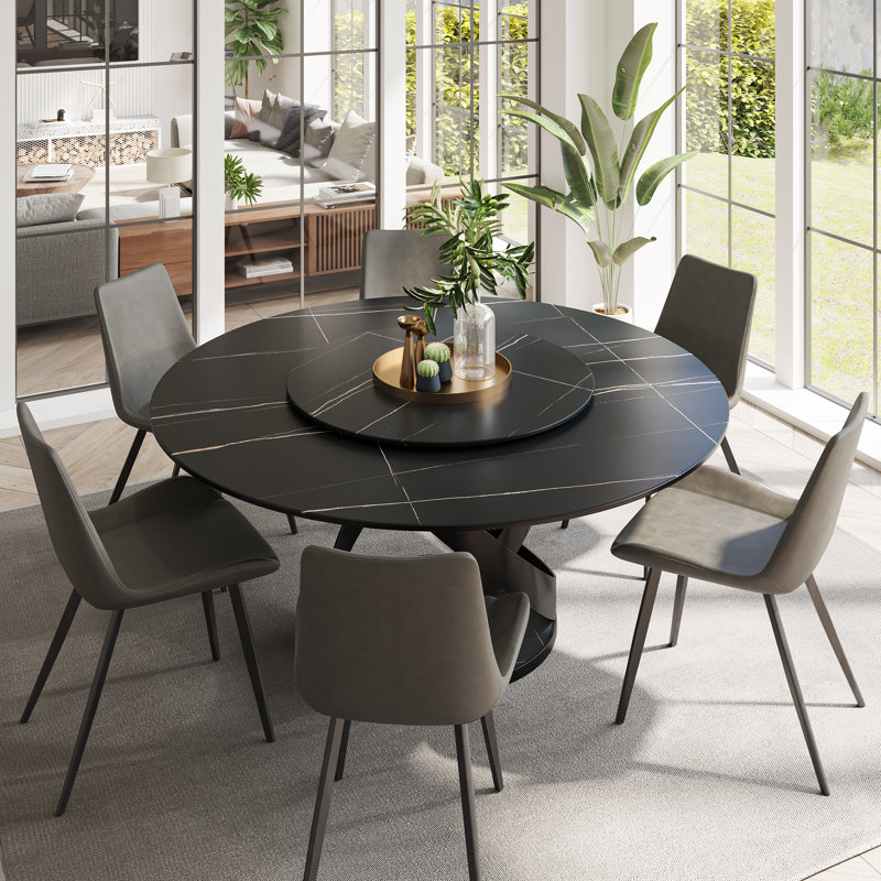 Table de salle à manger Maxwell, H 29,53 po x L 59,06 po x l 59,06 po, Noir / noir