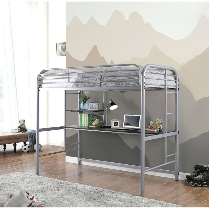 Adabella Kids Twin Loft Bed, Silver