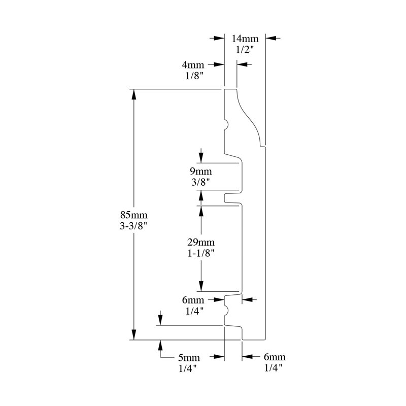 Plastic 3.38 in. W x 78.75 in. L Wall Base in