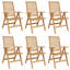 Chaise de jardin vidaXL 6 pièces en bois de teck massif brun 52 x 64,5 x 108 cm