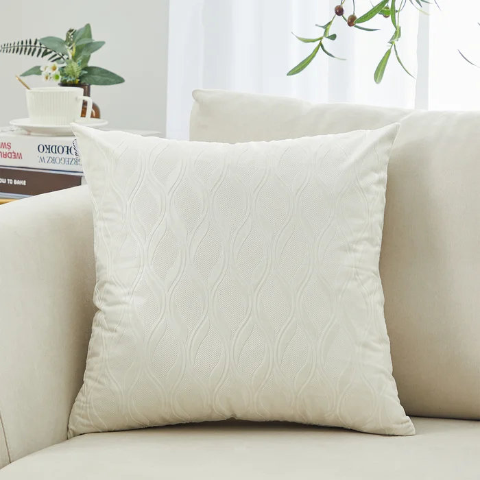 Coussin en velours réversible Ocean Waves, Blanc