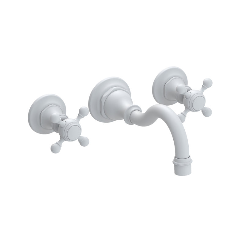Victoria Wall Mount Bathroom Faucet, Matte White