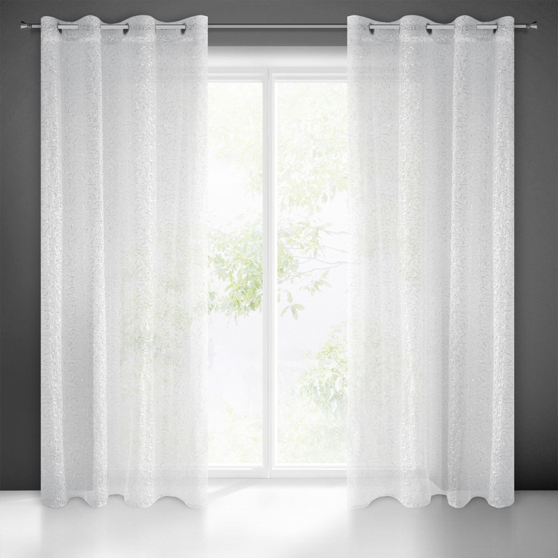 Fernbush Sheer Curtain Single Panel, White