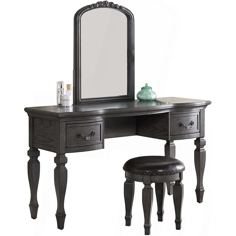 Ensemble de coiffeuse en bois, Gris