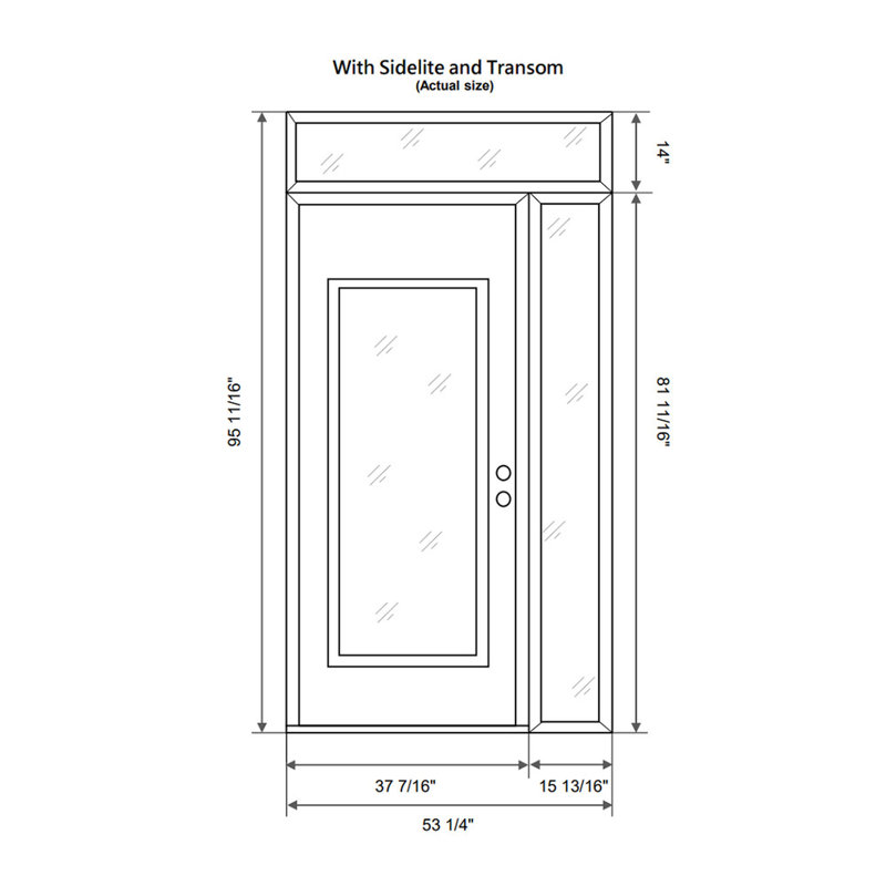 Panneau d'entrée en acier argenté noir et blanc avec porte latérale avant et traverse, Oui, L 53,25 po x H 95,69 po